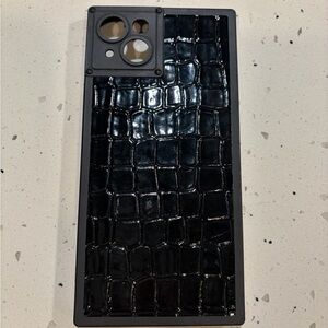 iPhone 15 plus Black Crocodile Pattern Phone Case